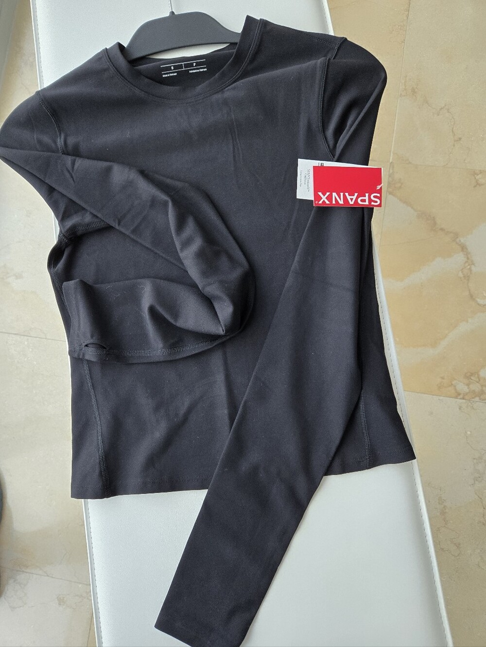 SPANX Black Long-Sleeve Crewneck Top
